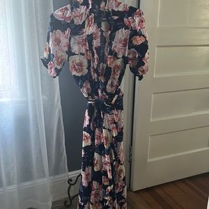 Summer floral wrap dress